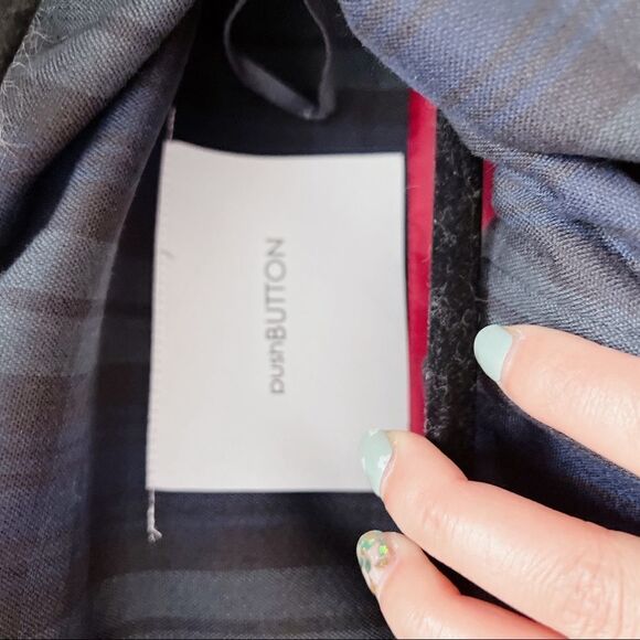 pushBUTTON wool Off Shoulder Jumper Jacket plaid in Navy Size XS - Picture 13 of 13